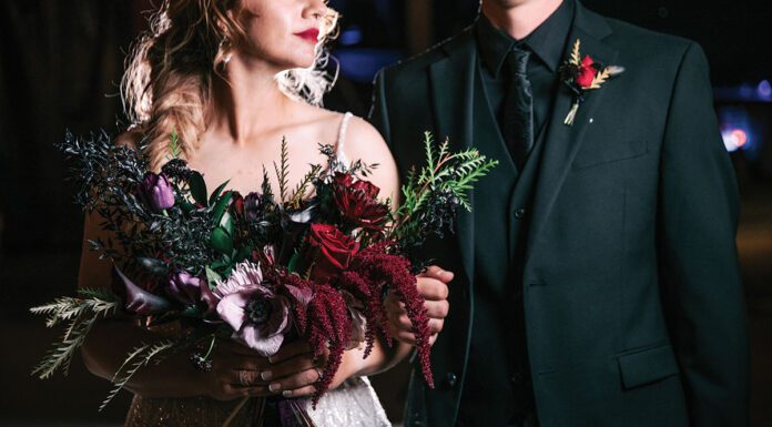 A Magical Mood: Moody Fall Wedding Inspiration deep purple and marroon wedding bouquet